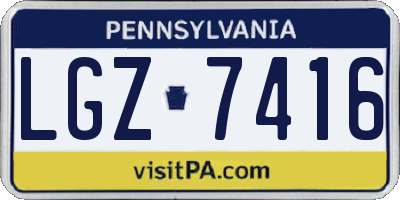 PA license plate LGZ7416
