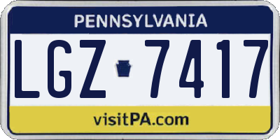 PA license plate LGZ7417