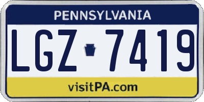 PA license plate LGZ7419