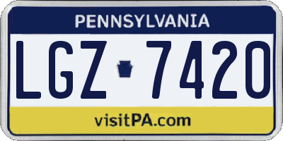 PA license plate LGZ7420