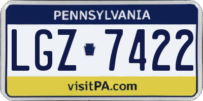 PA license plate LGZ7422