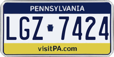 PA license plate LGZ7424