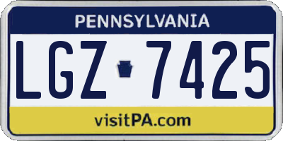 PA license plate LGZ7425