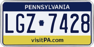 PA license plate LGZ7428