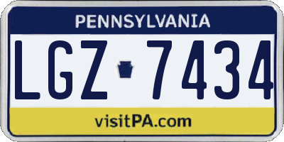 PA license plate LGZ7434