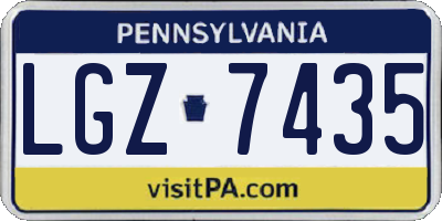 PA license plate LGZ7435