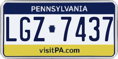 PA license plate LGZ7437
