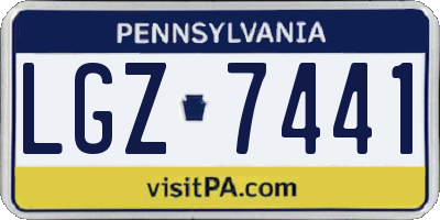 PA license plate LGZ7441