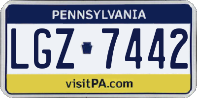 PA license plate LGZ7442