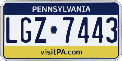PA license plate LGZ7443