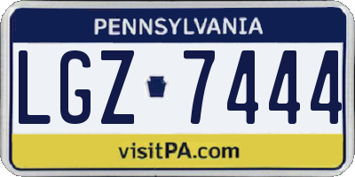 PA license plate LGZ7444