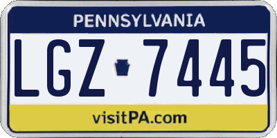 PA license plate LGZ7445