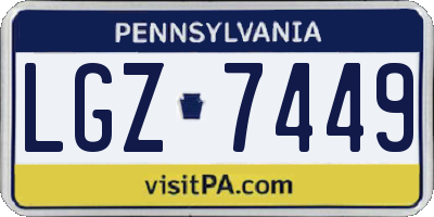 PA license plate LGZ7449