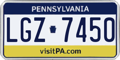 PA license plate LGZ7450