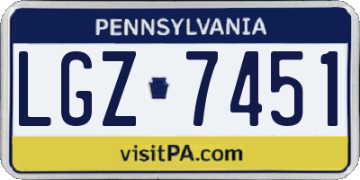 PA license plate LGZ7451