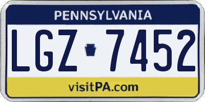 PA license plate LGZ7452