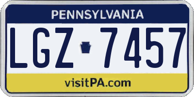 PA license plate LGZ7457