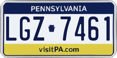 PA license plate LGZ7461