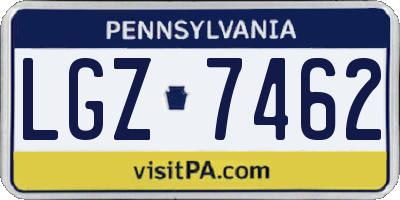 PA license plate LGZ7462