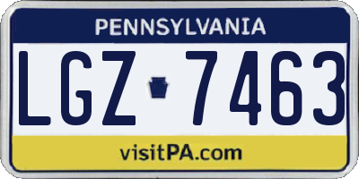 PA license plate LGZ7463