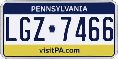PA license plate LGZ7466