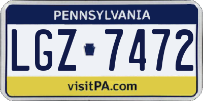 PA license plate LGZ7472