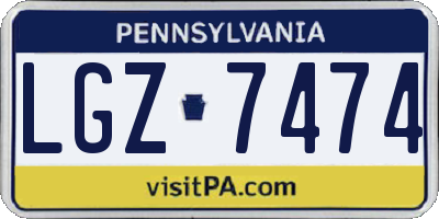 PA license plate LGZ7474