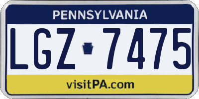 PA license plate LGZ7475