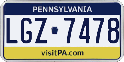 PA license plate LGZ7478