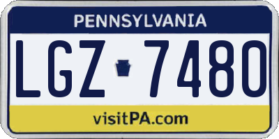 PA license plate LGZ7480