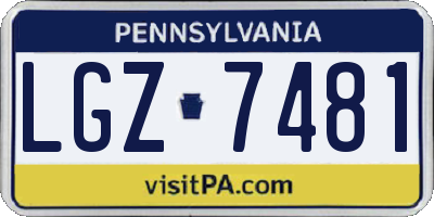 PA license plate LGZ7481
