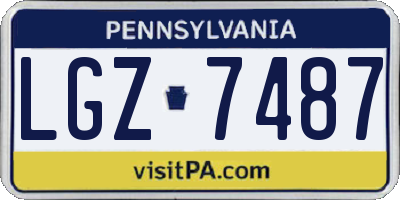 PA license plate LGZ7487