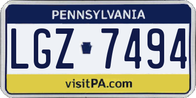 PA license plate LGZ7494