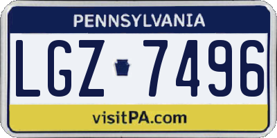 PA license plate LGZ7496