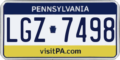 PA license plate LGZ7498