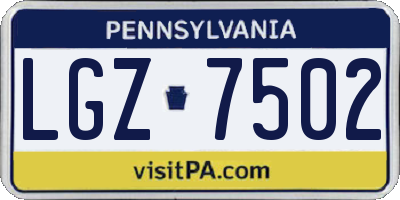 PA license plate LGZ7502