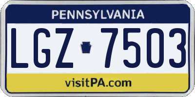 PA license plate LGZ7503