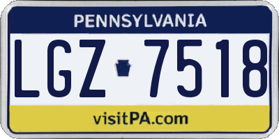 PA license plate LGZ7518