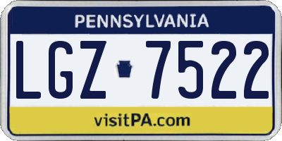 PA license plate LGZ7522