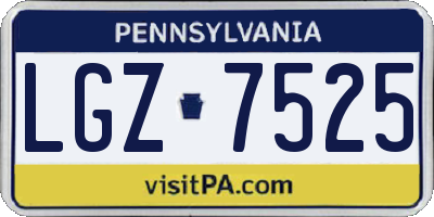 PA license plate LGZ7525