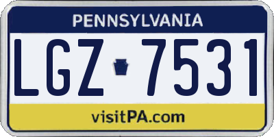 PA license plate LGZ7531