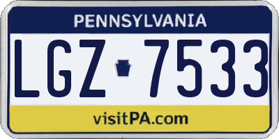 PA license plate LGZ7533