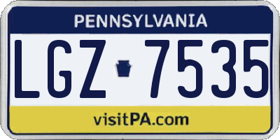 PA license plate LGZ7535