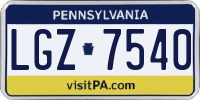 PA license plate LGZ7540