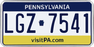 PA license plate LGZ7541