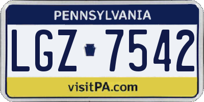 PA license plate LGZ7542