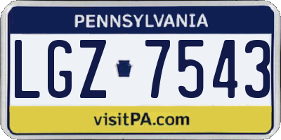 PA license plate LGZ7543