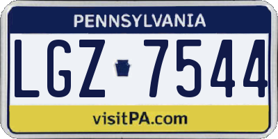 PA license plate LGZ7544