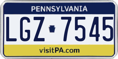 PA license plate LGZ7545