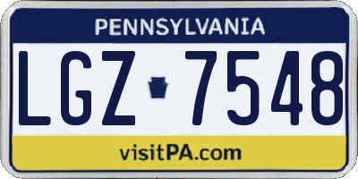 PA license plate LGZ7548